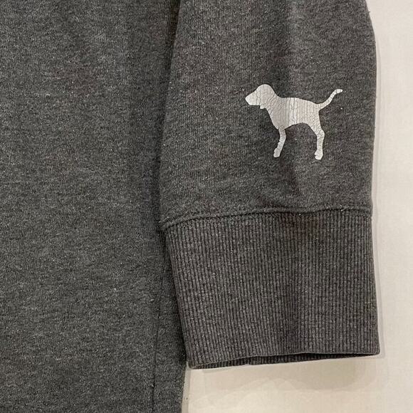 Victoria's Secret PINK Round Neck 3/4 Sleeve Gray Sweatshirt, Dog / PINK logo, M - Picture 3 of 12